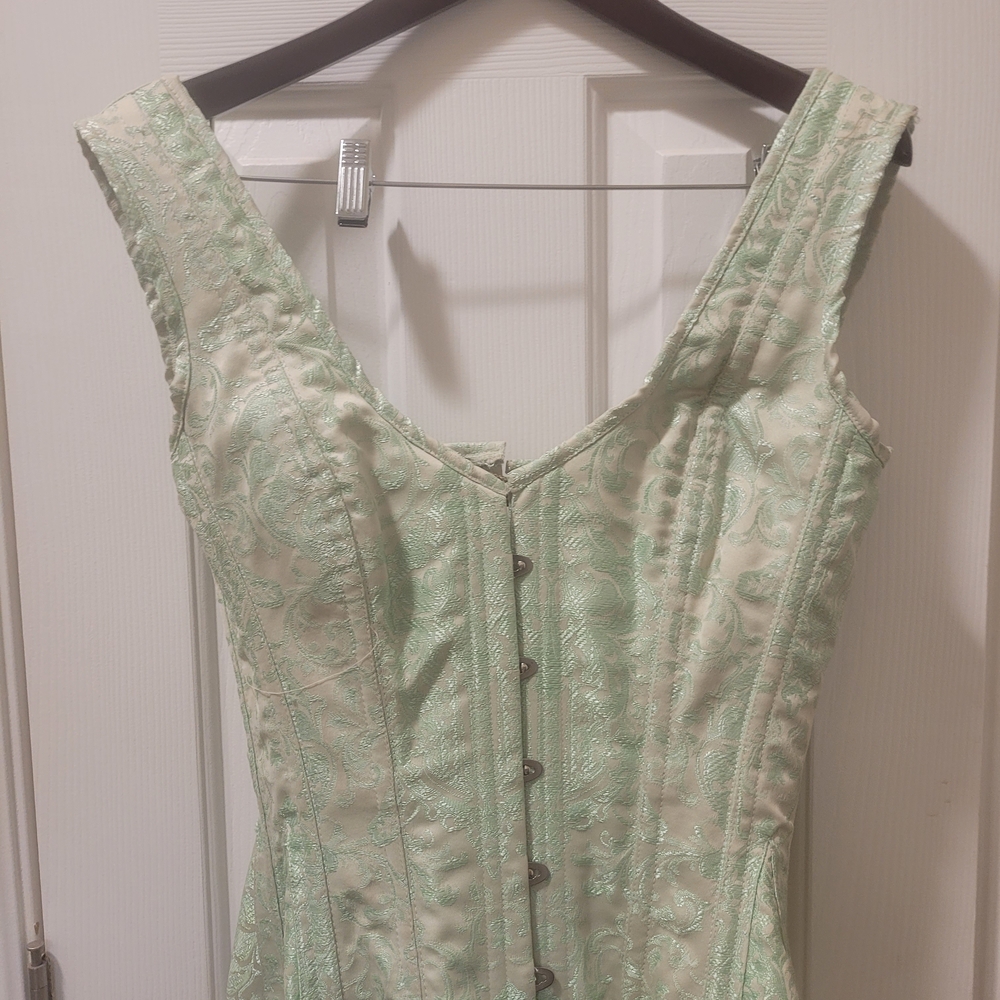 Mint Green Brocade Sleeveless Top